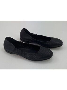 Ecco Incise Enchant Womens Black Perforated Leather Ballet Flats 9 EU 40